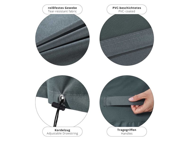 Lumaland Gartenmöbelabdeckhaube Grill - 183 x 68 x 133 cm 2 Wasserdichte Grillabdeckung für Gartenmöbel