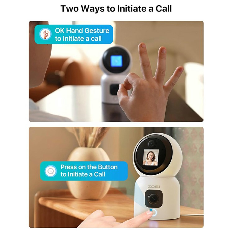 C528M 360° Indoor WiFi Internet IP Kamera Dual Linse (6MP) 2K KI Nachtsichtfunktion / Zwei-Wege-Audio / Personenerkennung / Farbdisplay