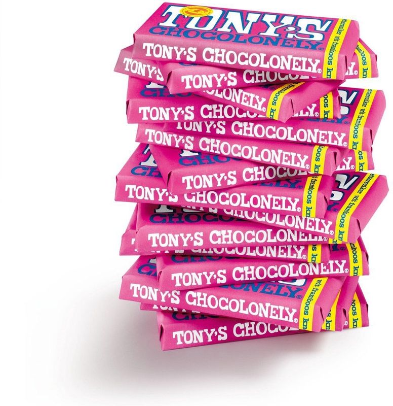 Tony's Chocolonely Witte Chocolade Reep Framboos Knettersuiker - 15 x 180 gram