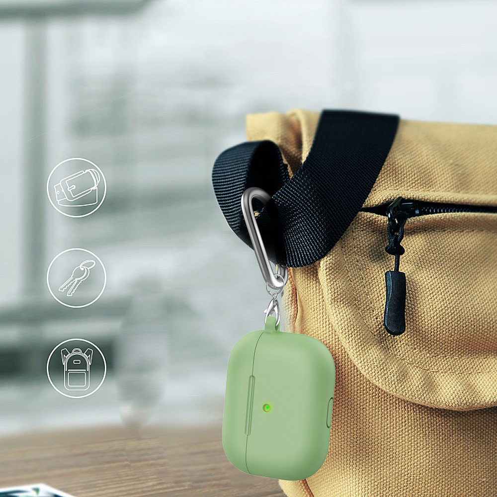 AirPods (3. Generation) Silikon Schutzhülle Abdeckung mit Karabinerhaken - Hellgrün