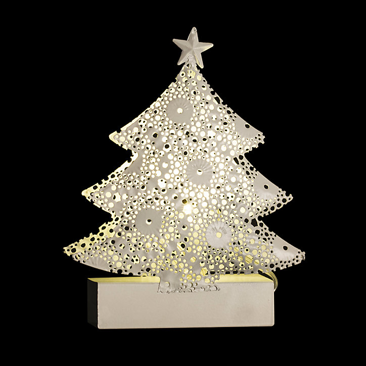 Décoration de Noël sapin métal blanc LED
