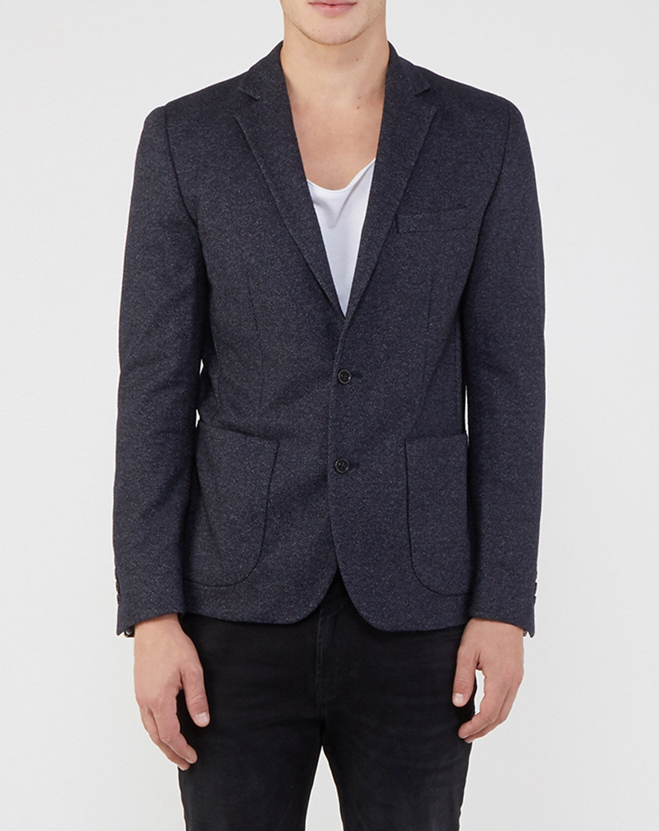 Galeries Lafayette Veste en Laine mélangée Chevron gris foncé