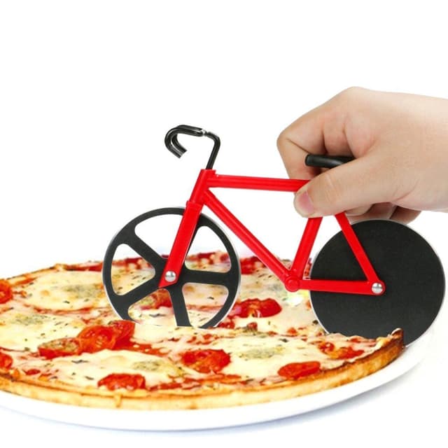 Rustfrit stål cykelform pizzaskærer køkkenværktøj