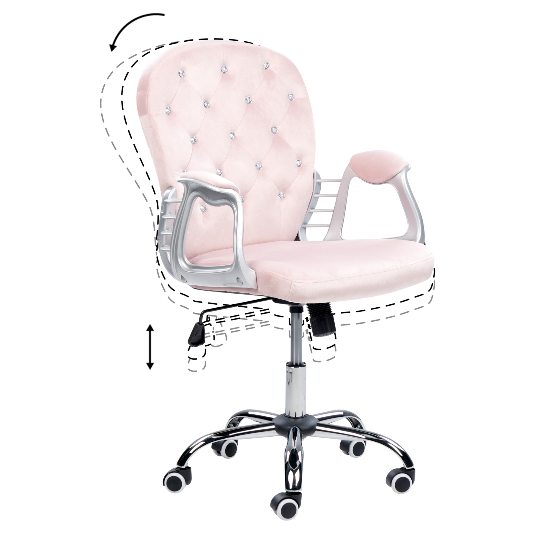 Beliani - PRINCESS - Bureaustoel - Pastelroze - Fluweel