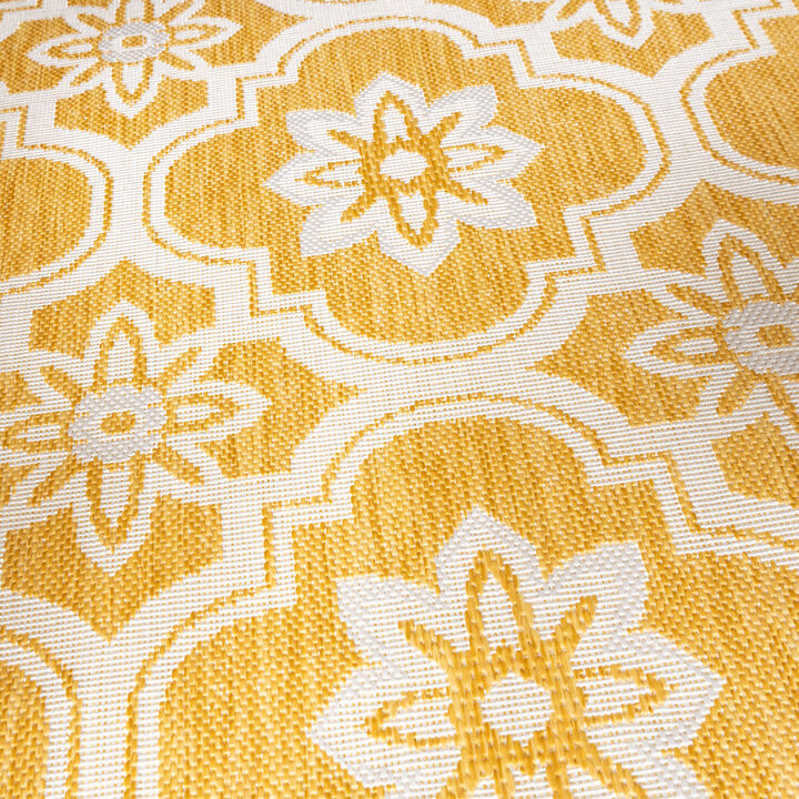 Rond buitenkleed - Rio Flower Geel