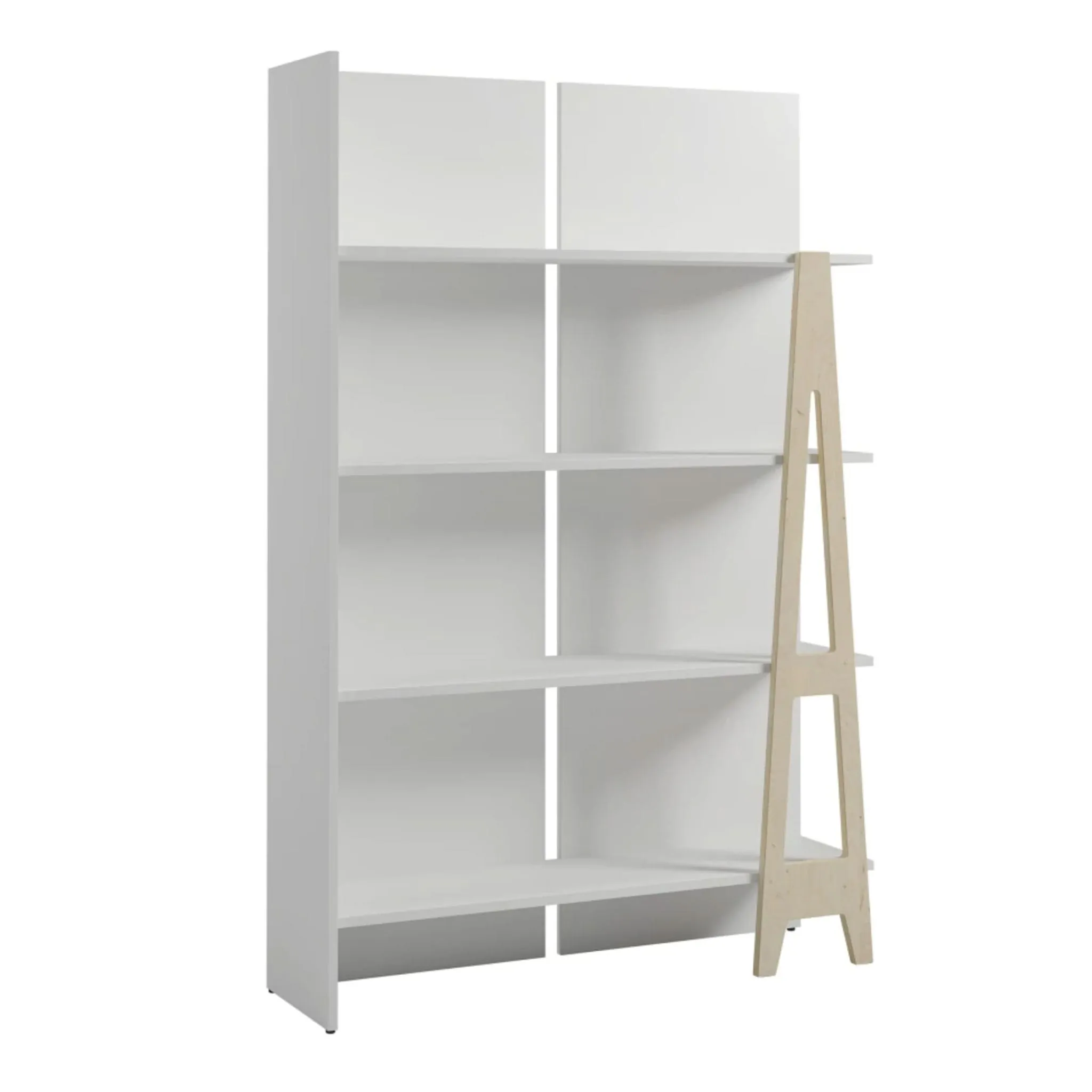 Nexera Ensemble Bureau et Bibliothèque Atypik - Blanc  Contreplaqué de Merisier