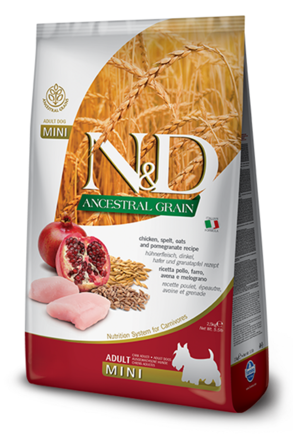 Croquettes n&d ancestral poulet & grenade chien light mini 2,5kg
