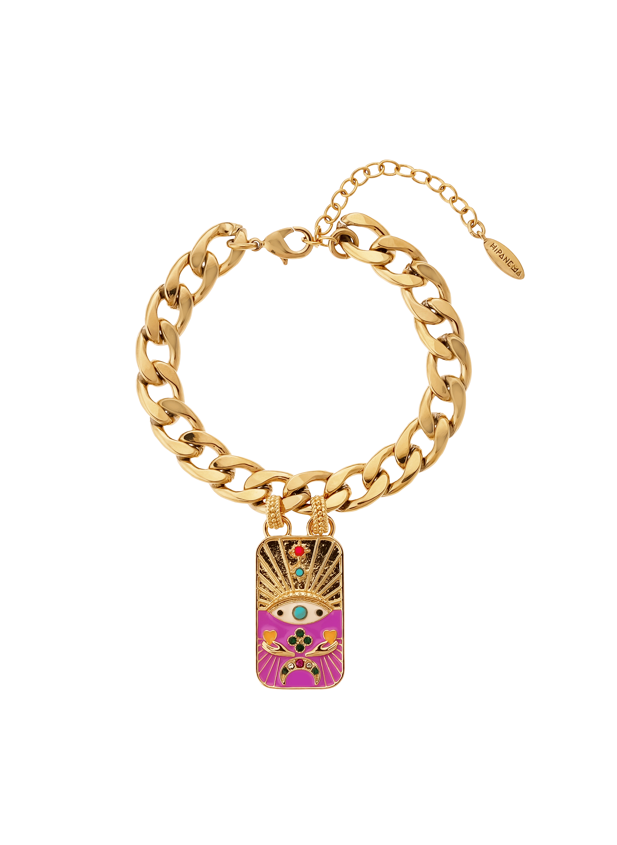CAYRO - Bracelet grosse maille avec pendentif en laiton | Violet