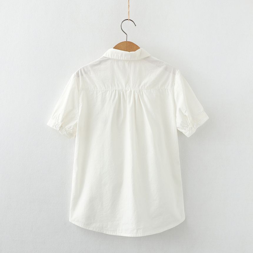 Mori Girls - Geborduurd shirt met korte mouwen