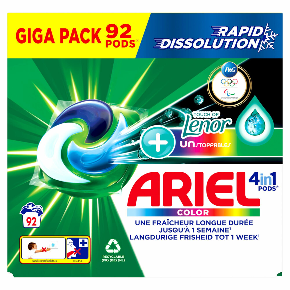Ariel 4in1 Wasmiddel Pods Color Lenor Unstoppables92 stuks