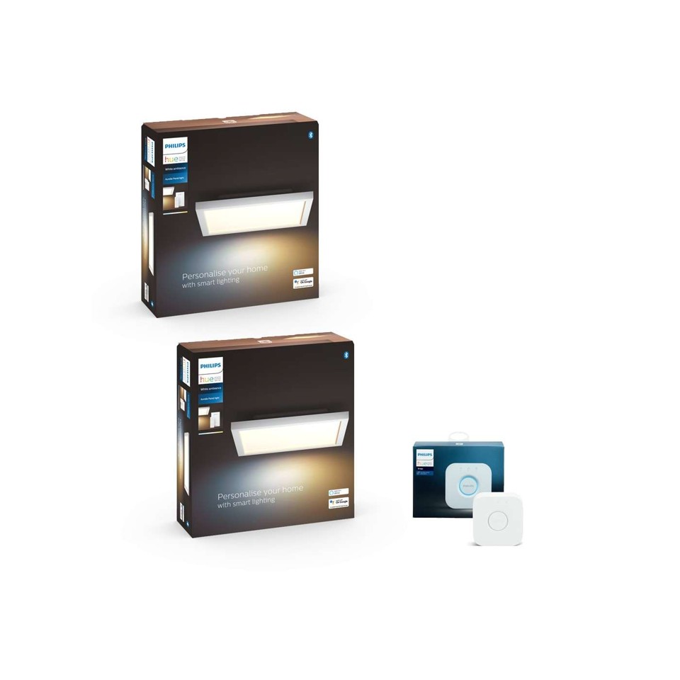 Philips Hue - 2x Aurelle Hue Panel30x30cm + Hue Bridge - Bundle