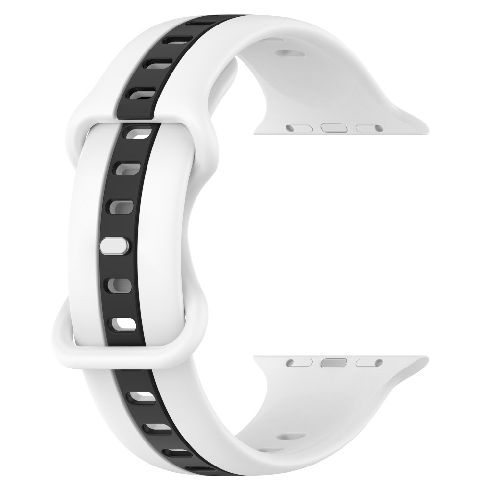 Apple Watch (42/41/40/38 mm) Silikon Armband Stripe Dual Color (Gelenkumfang: 150-210mm) - Weiss / Schwarz