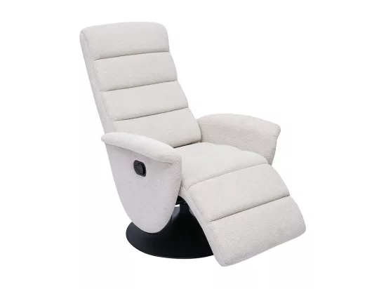 Fauteuil pivotant relax manuel en tissu chenille beige NELSON