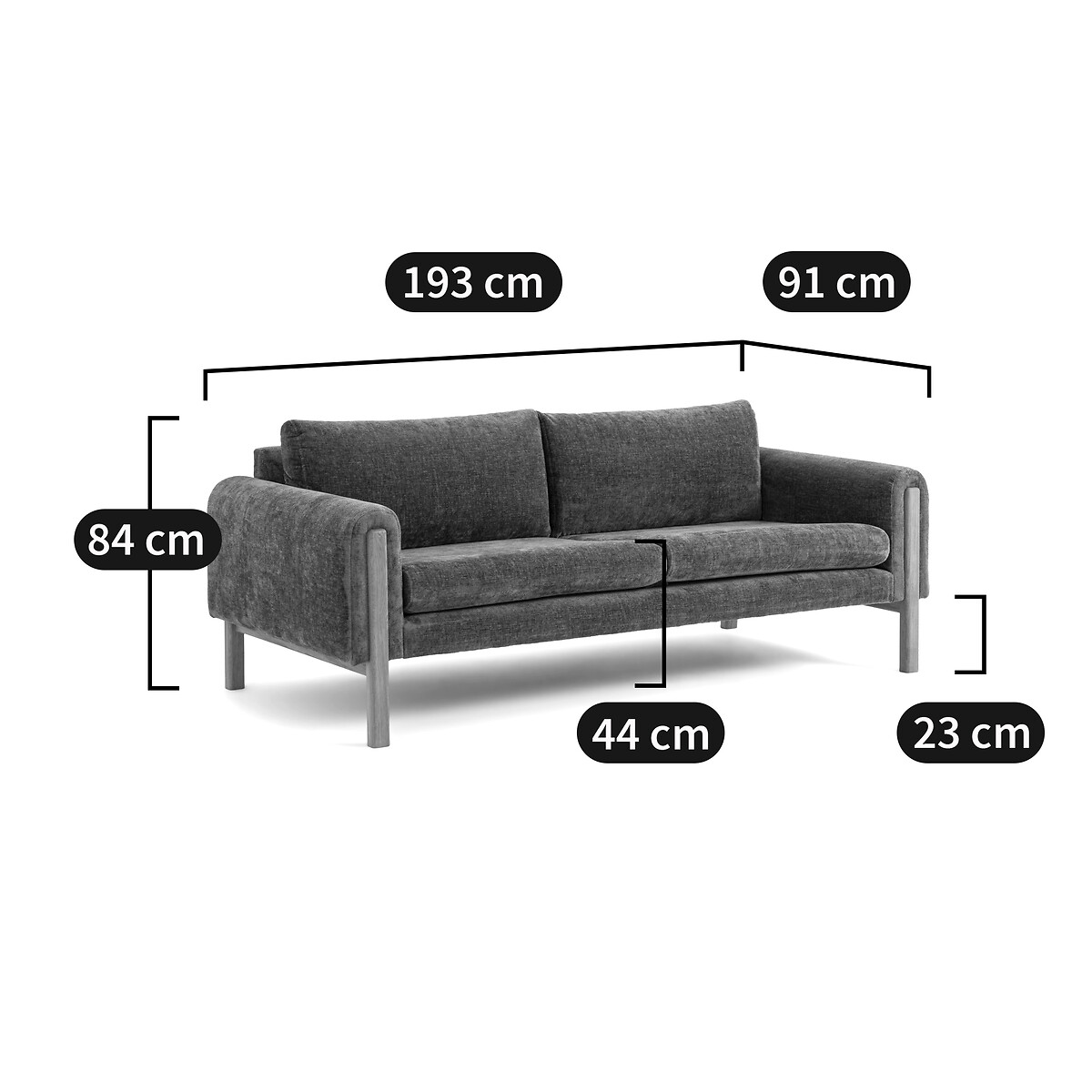 LA REDOUTE INTERIEURS<br>Sofá, veludo texturizado, 3 lugares, Vino