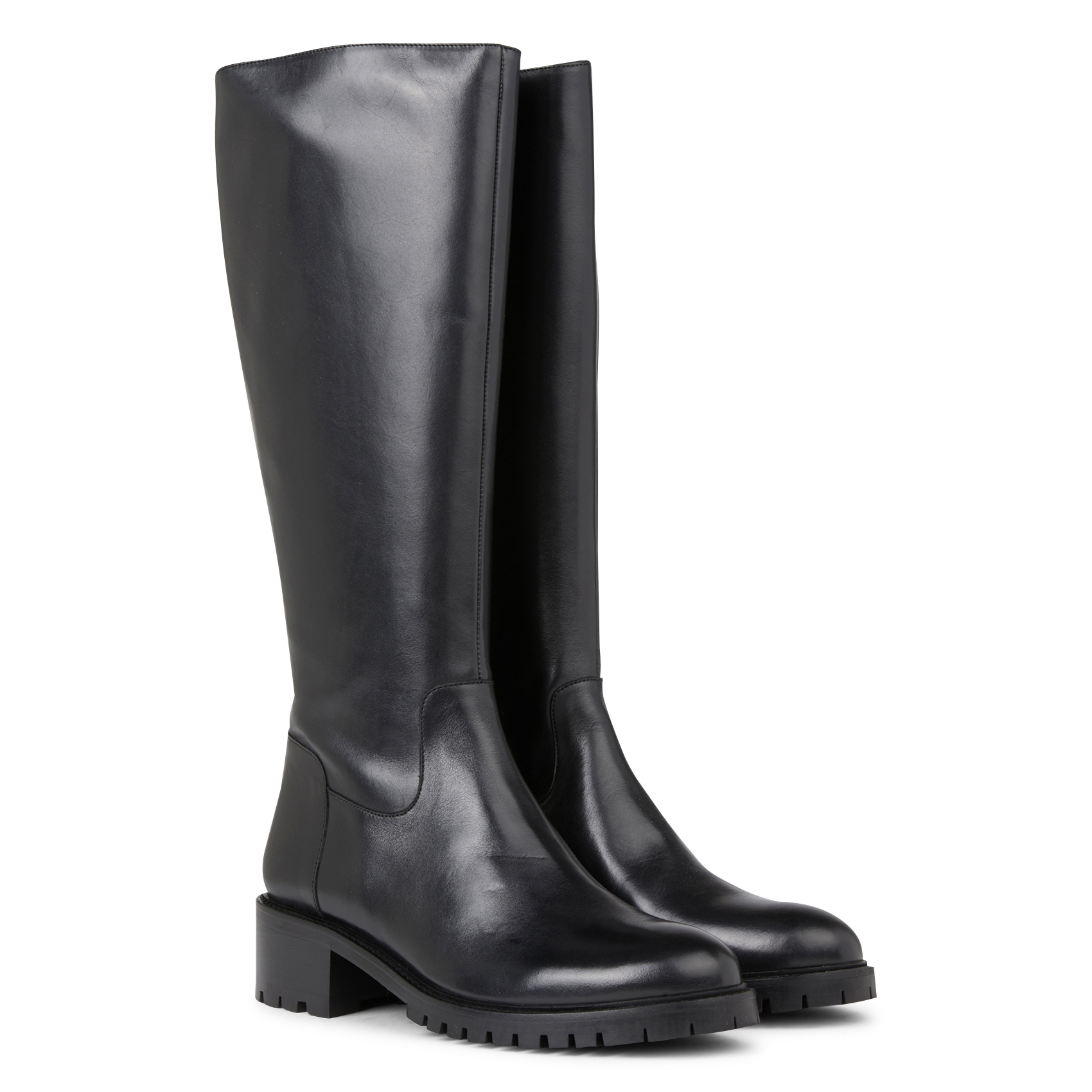LEANDRO - Bottes hautes crantées en cuir| Noir