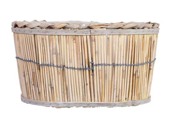 Panier ovale en bambou marron 28x19x14h cm