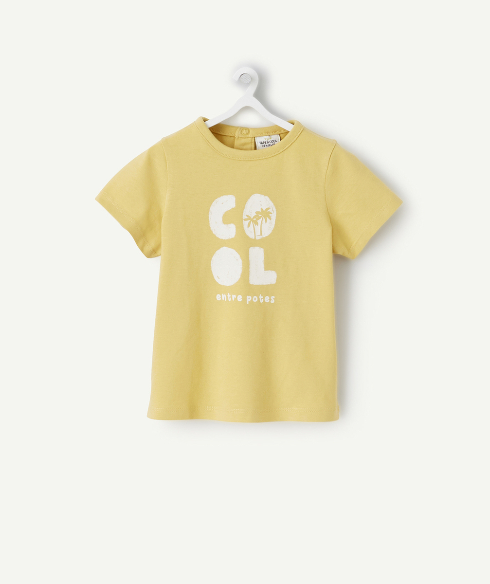 T-SHIRT BÉBÉ GARÇON EN FIBRES RECYCLÉES JAUNE AVEC MESSAGE