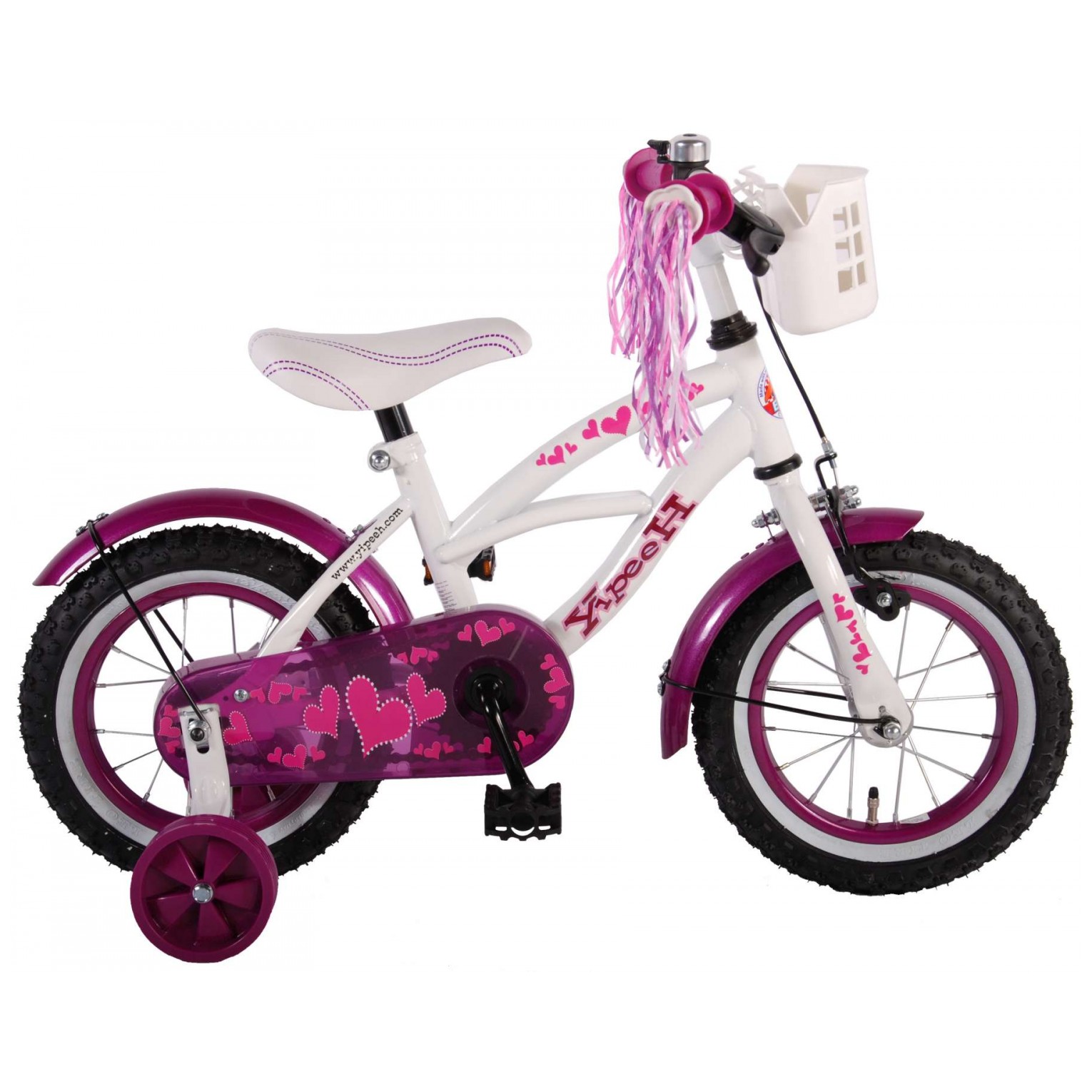 Volare Heart Cruiser Fiets - 12 inch - Wit Paars