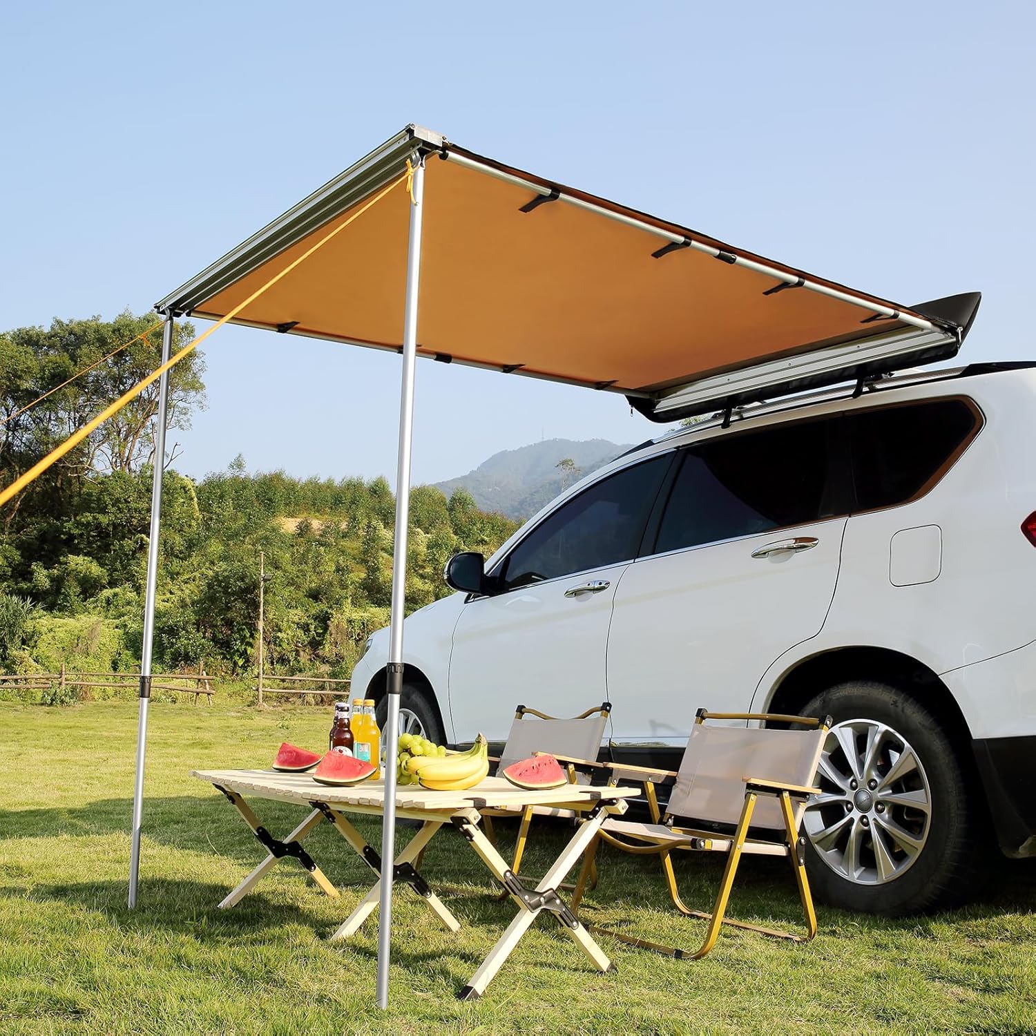 VEVOR Sonnensegel Wohnwagen 1,4x2m Sonnenvordach Wohnmobil UV50+ UV-Schutz Markise 280-g-Polyestergewebe Vorzelt PU3000mm Wasserdicht inkl. PVC-Tasche Ideal für Camping Familientreffen Ausflüge