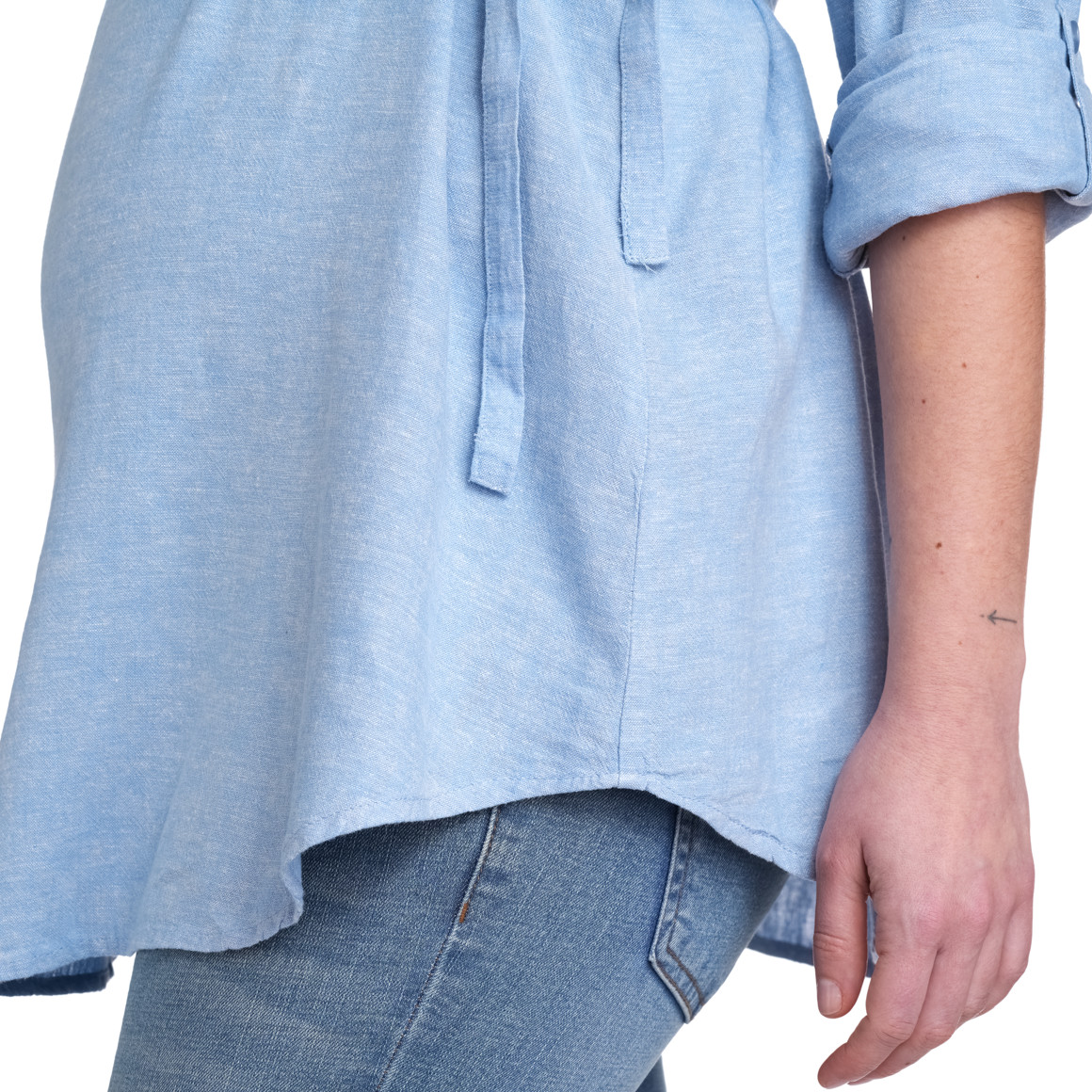 Gina Mama Damen Leinen-Umstands-Bluse unifarben hellblau