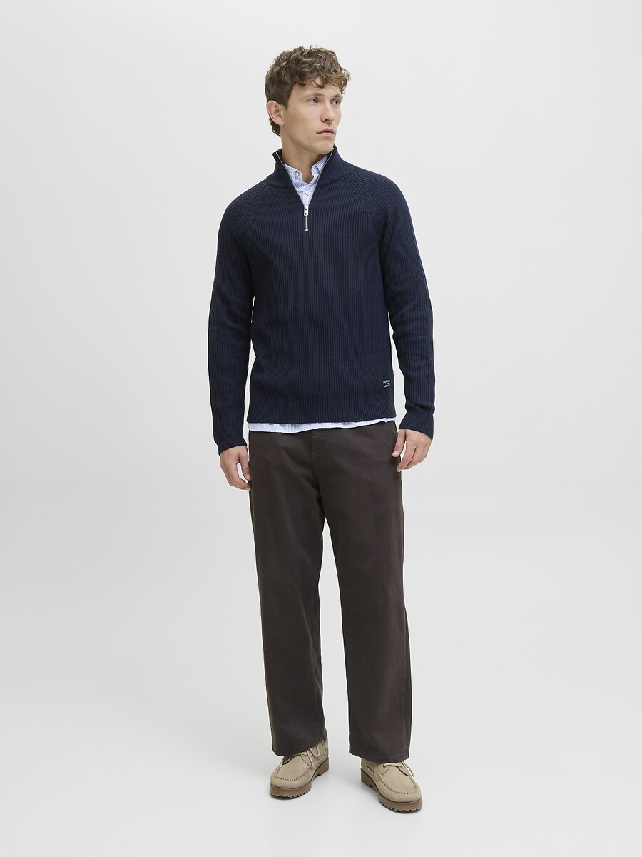 JACK & JONES<br>Suéter com gola marinheiro e meio zíper