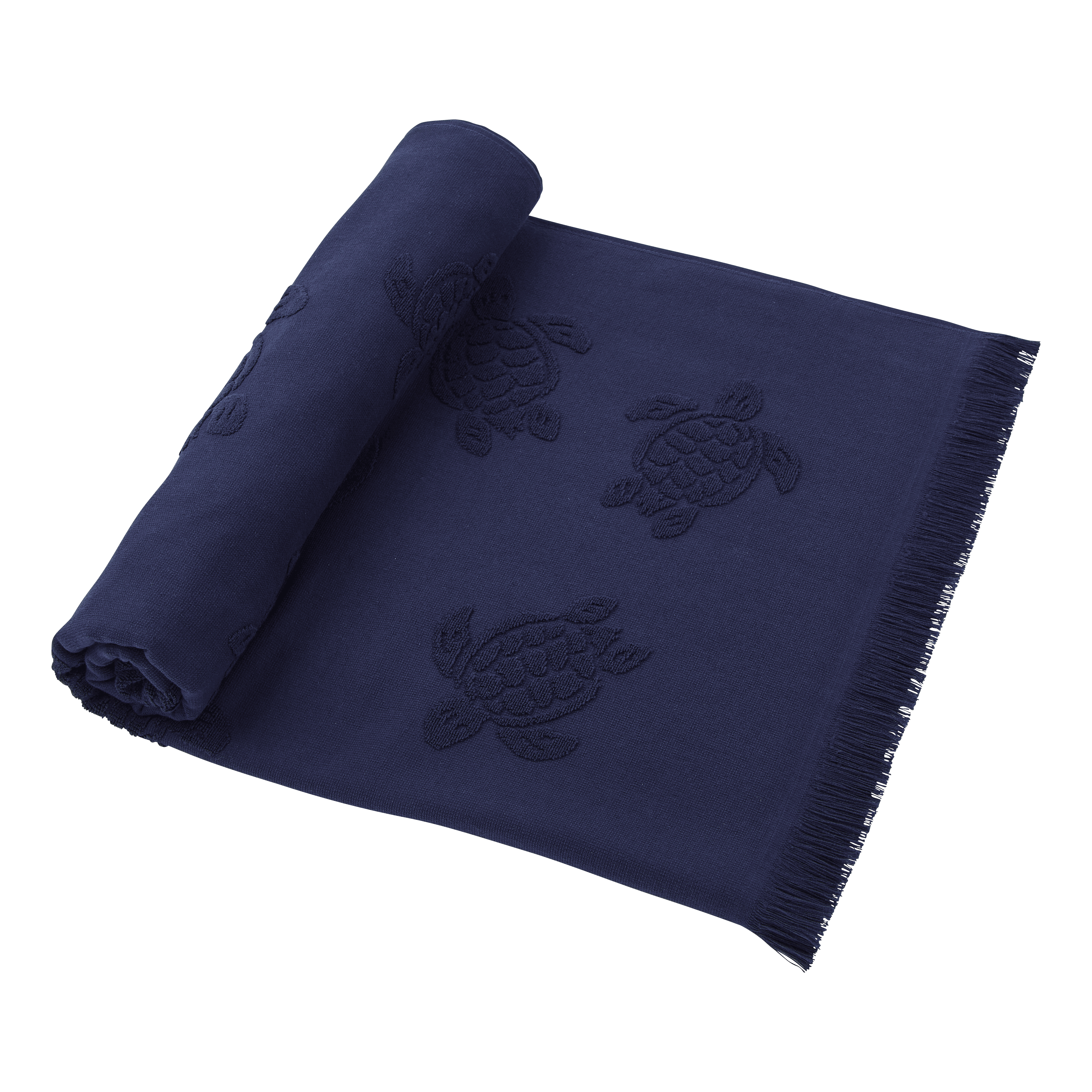 Serviette de Plage Fouta Uni en coton biologique Jacquard Tortues | Serviette Vilebrequin STHU1201