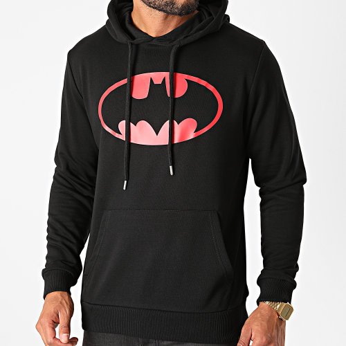 Sweat Capuche Batman Logo Noir Rouge