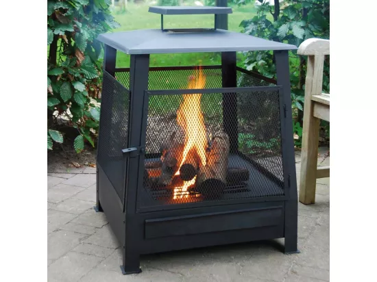 Pagode chauffe terrasse grillagée - L 59 x l 59 cm x H 78 cm - Noir