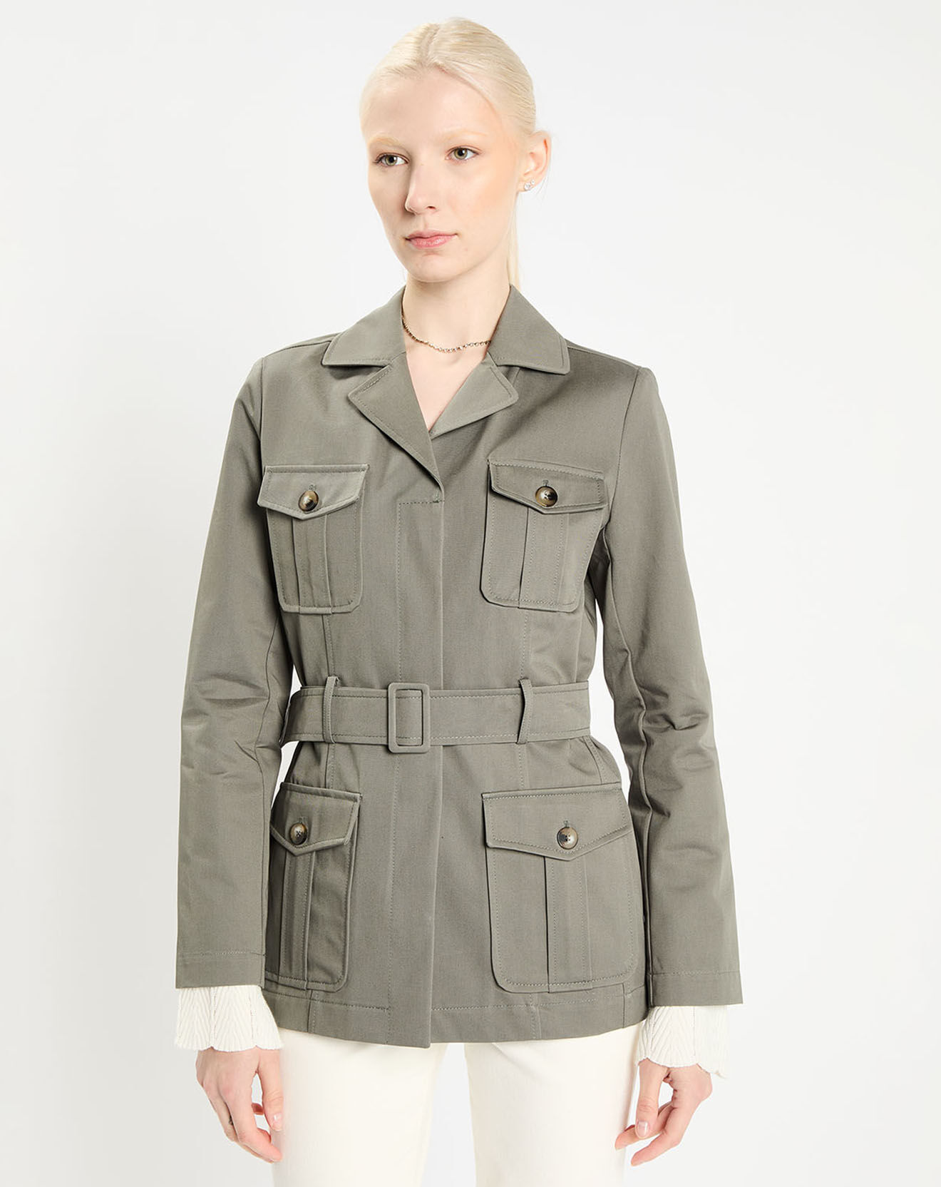 Zapa Trench-coat court en Gabardine Vania kaki