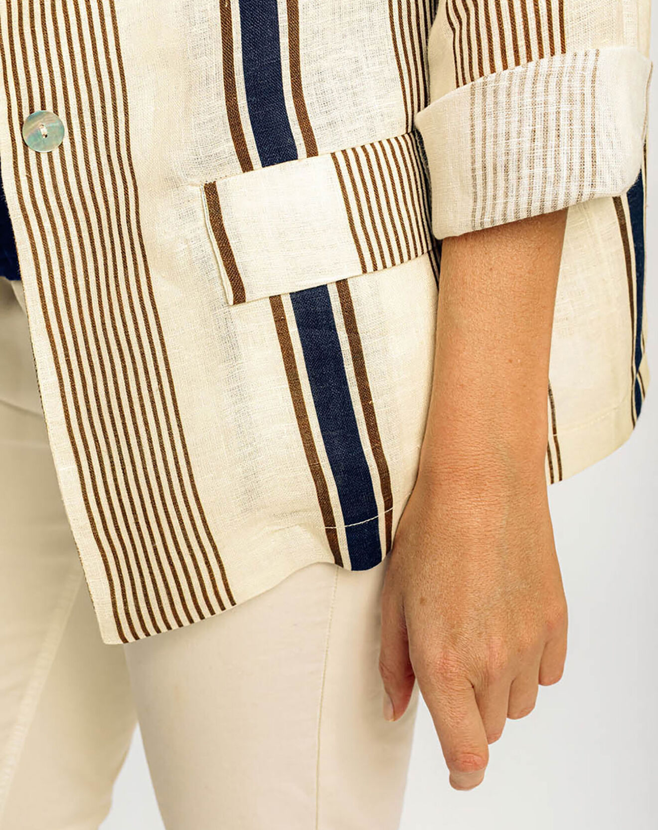 Lauren Vidal Veste 100% Lin Joe marine/beige