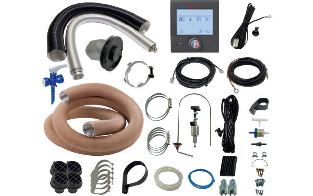 AQUA HOT Umluftheizsystem GEN1 Diesel mit 10 Liter Wassererhitzer 4 kW  + Einbaukit für Umluftheizsystem GEN1 Diesel