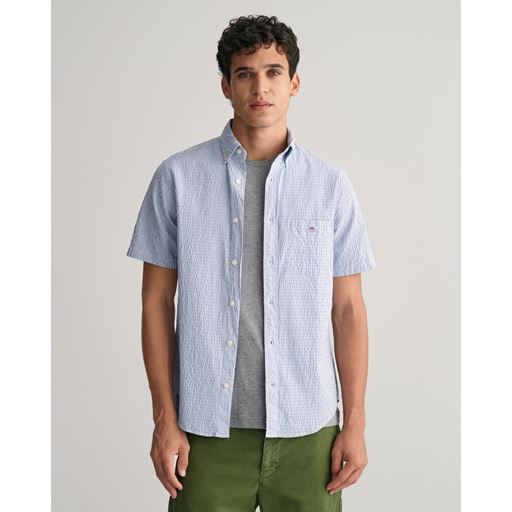 GANT Striped Seersucker Skjorte, Rich Blue, L