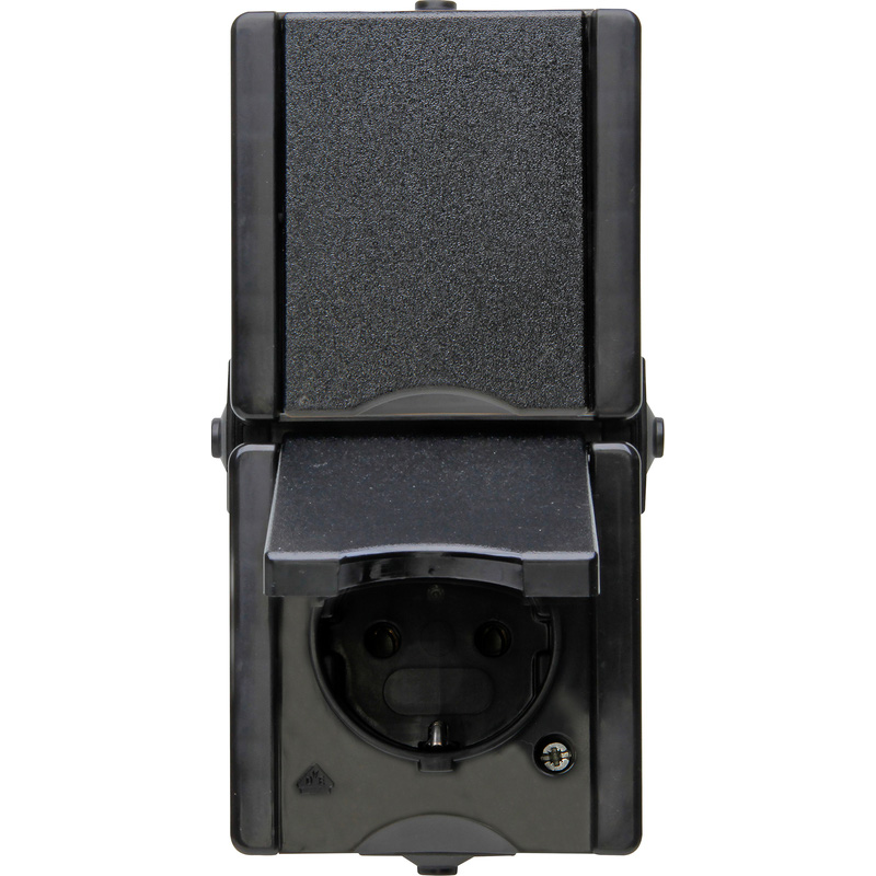 Kopp ProAQA wandcontactdoos dubbel RA voorbedraad opbouw spatwaterdicht Zwart IP44 verticaal