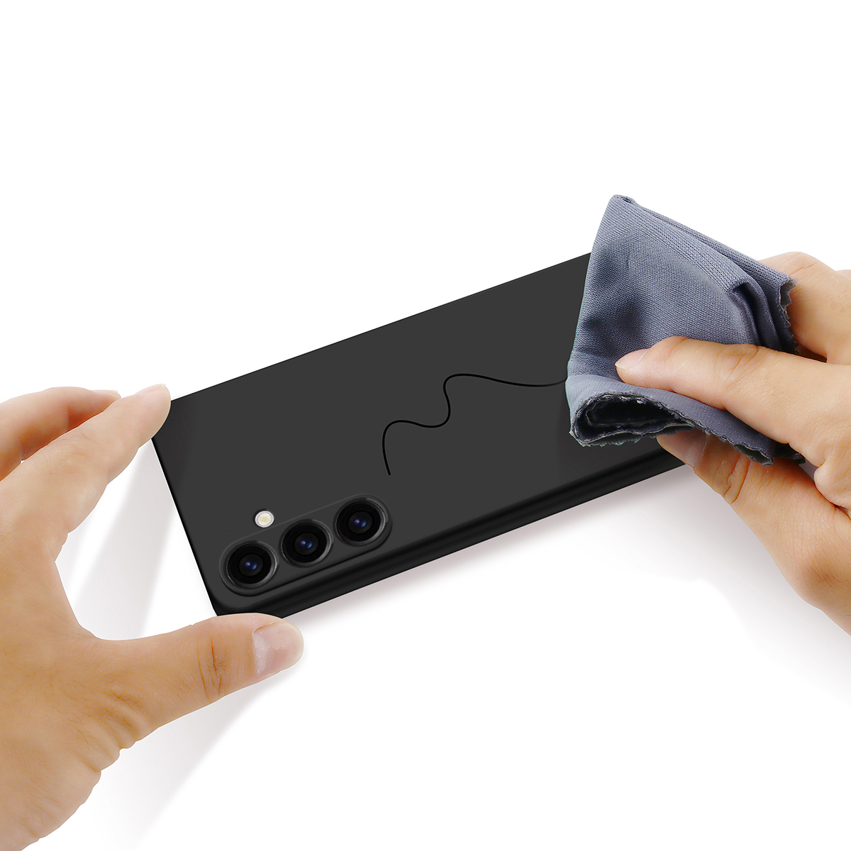 Samsung Galaxy S24 FE Silikon Case Hülle mit Kameraschutz   Handschlaufe - Schwarz