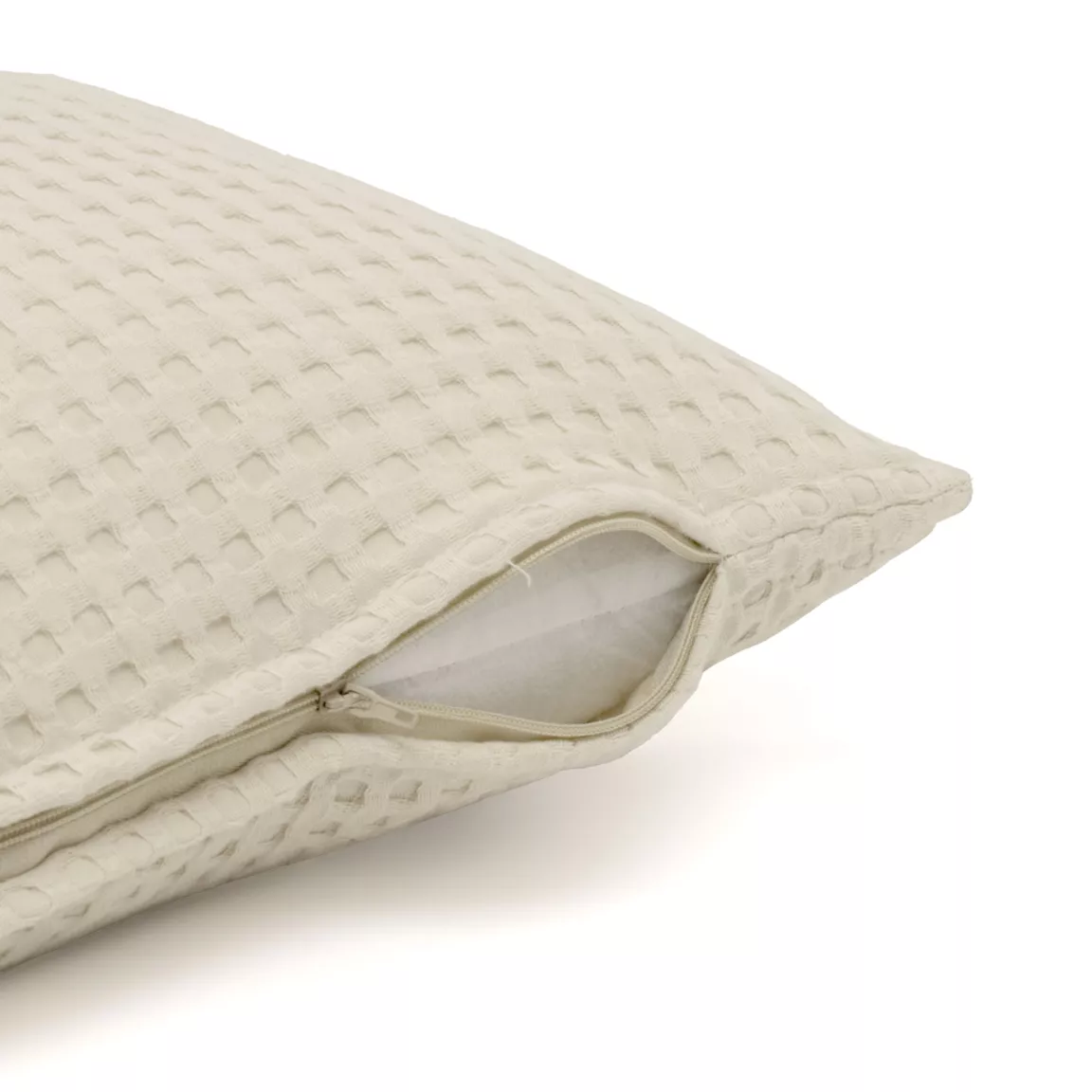 Housse de coussin carrée coton nid d'abeille (40 x 40 cm) Maya Beige pampa