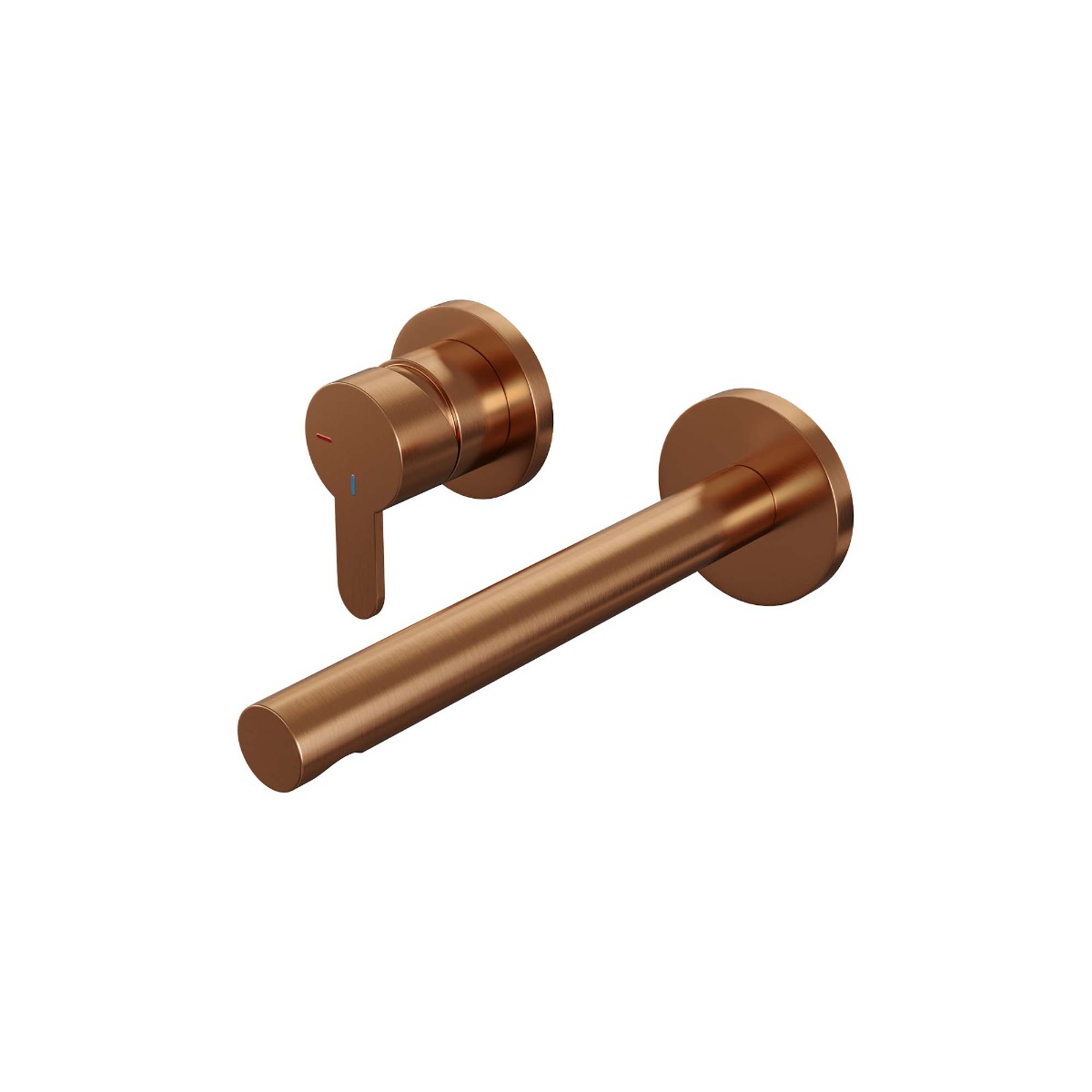 Brauer Copper Edition ColdStart wastafelkraan inbouw rechte uitloop en rozetten model D2 koper geborsteld PVD