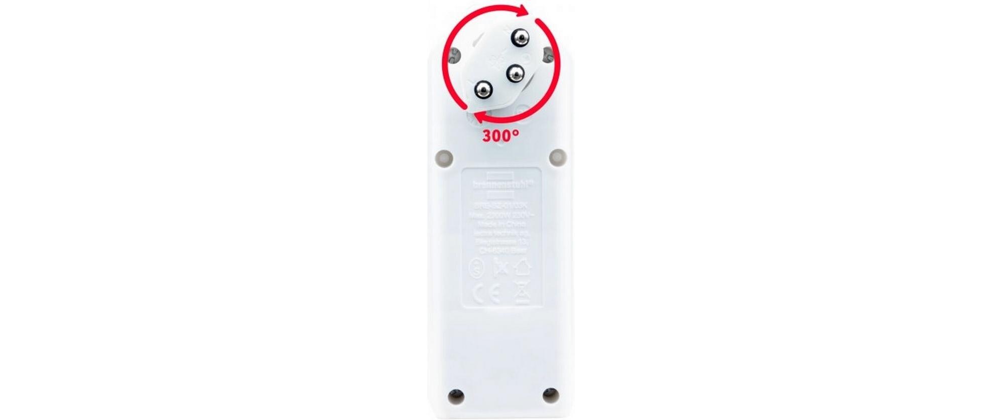 Abzweigstecker 3 x T13, 300° drehbar, WeissMehrfachstecker 230 V mit Schalter