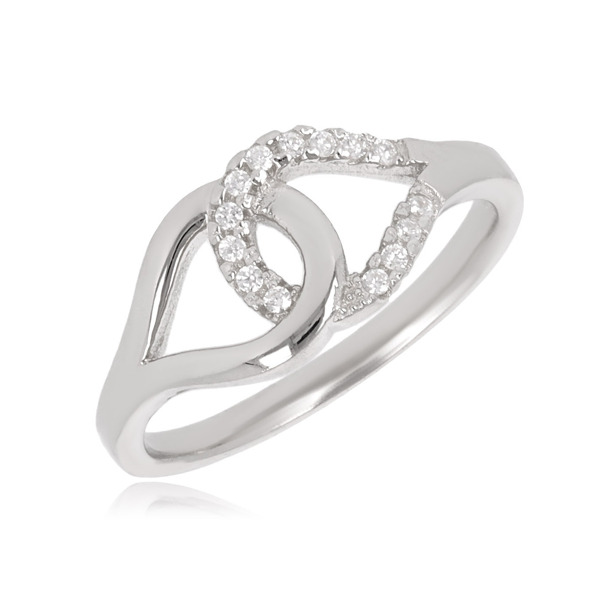 Bague argent rhodié croisé avec cubic zirconia