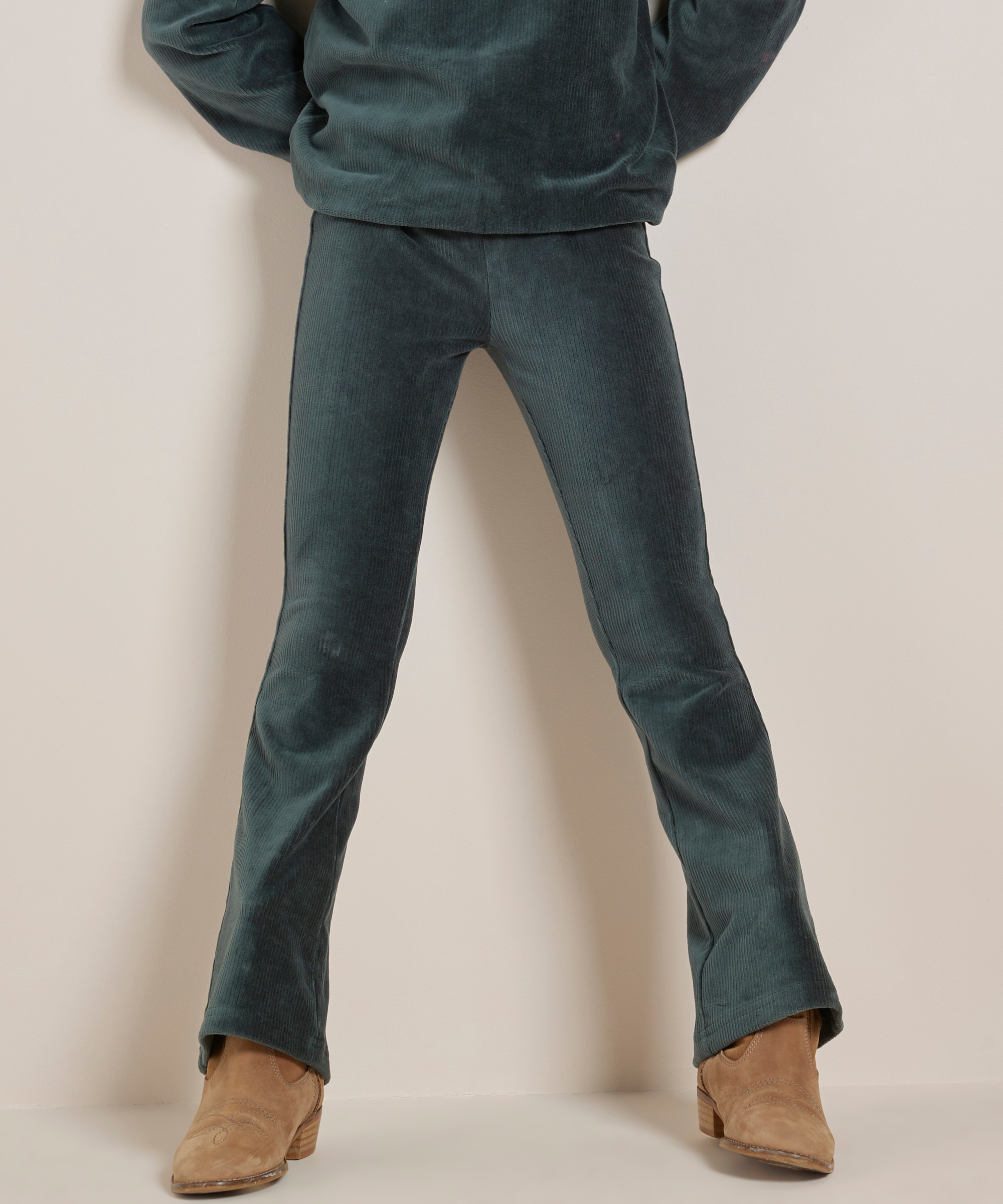 flared fit broek rib velvet
