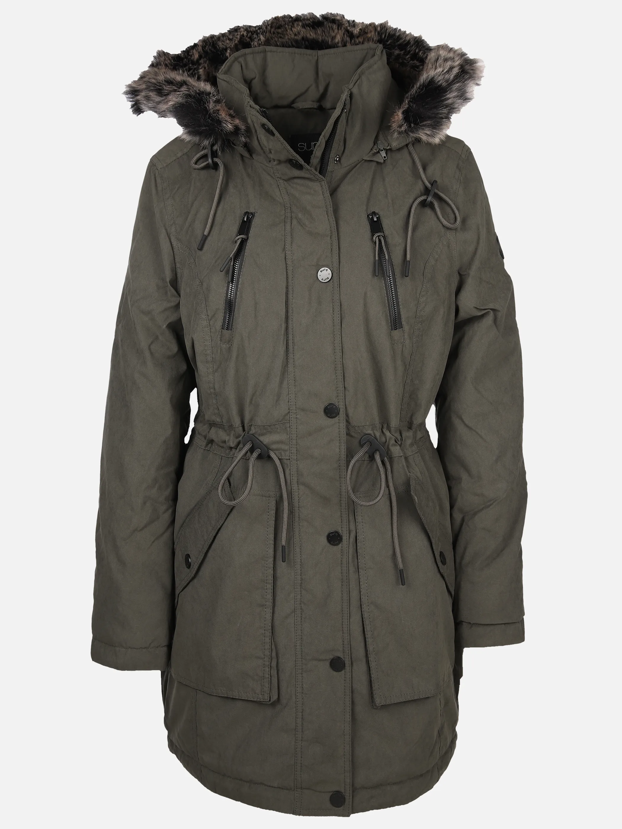Damen Parka mit Kunstfellbesatz