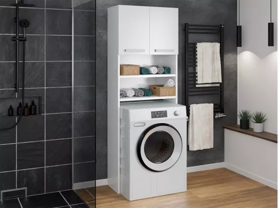 Armoire de bain indépendante Comfivo 156, Blanc, À poser, Le nombre de portes: 2, 183cm