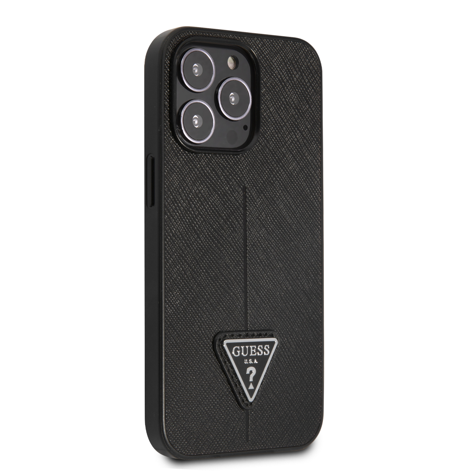 iPhone 13 Pro Leder Saffiano Hardcase Hülle (GUHCP13LPSATLK) - Schwarz