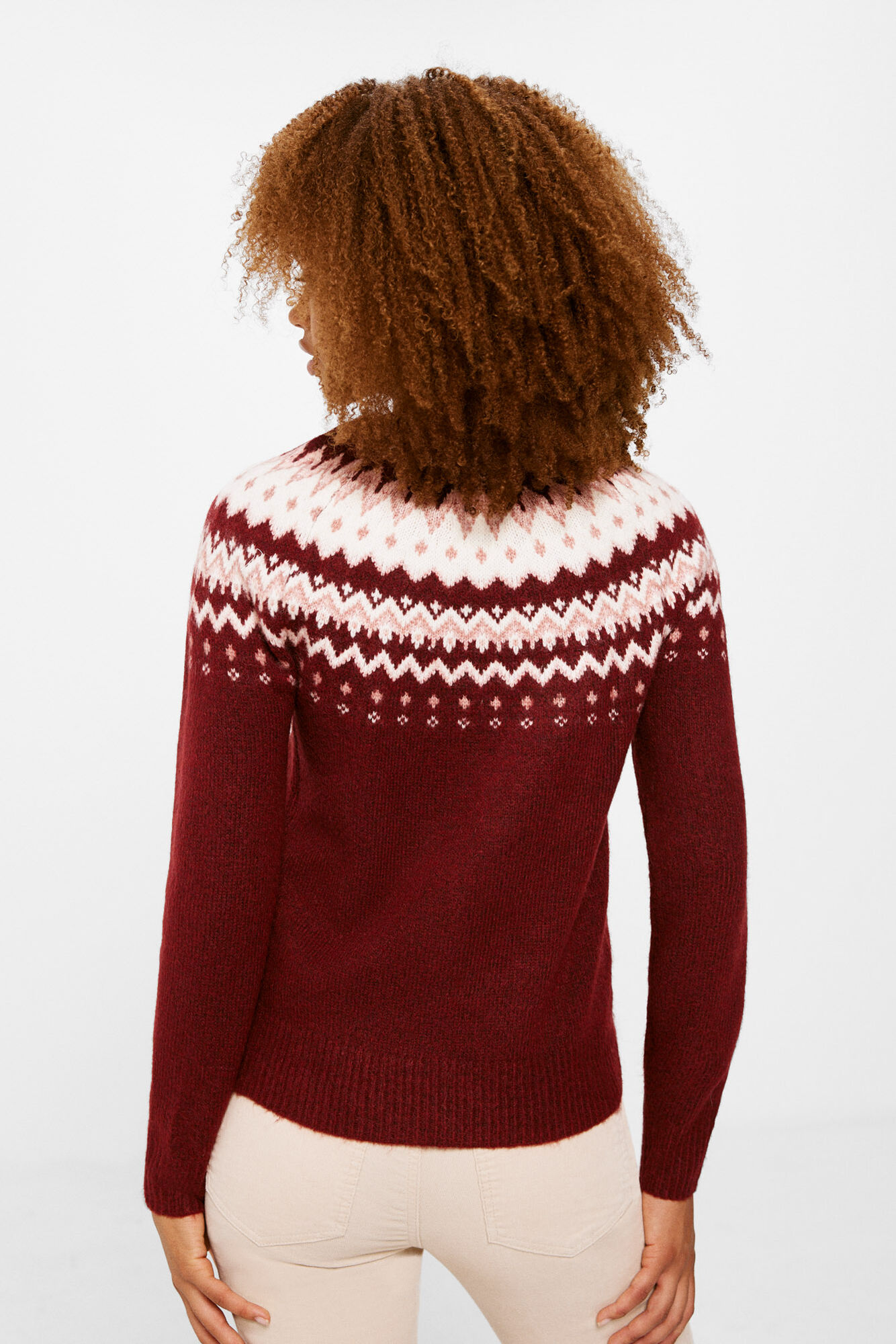 Jersey de lã jacquard borgonha