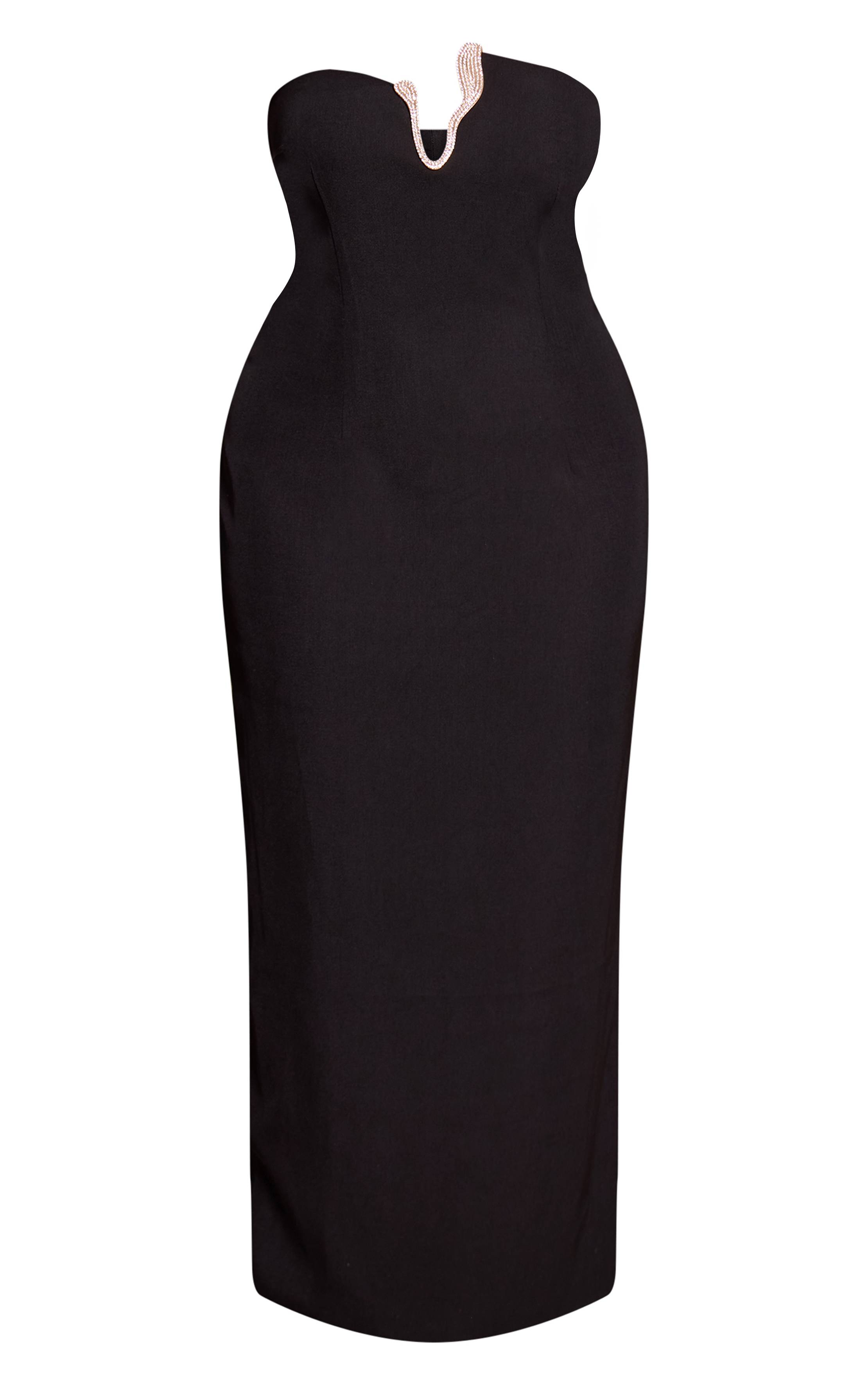 Noir Robe Maxi Moulante Bandeau Grande Taille Avec Détail De Passepoil