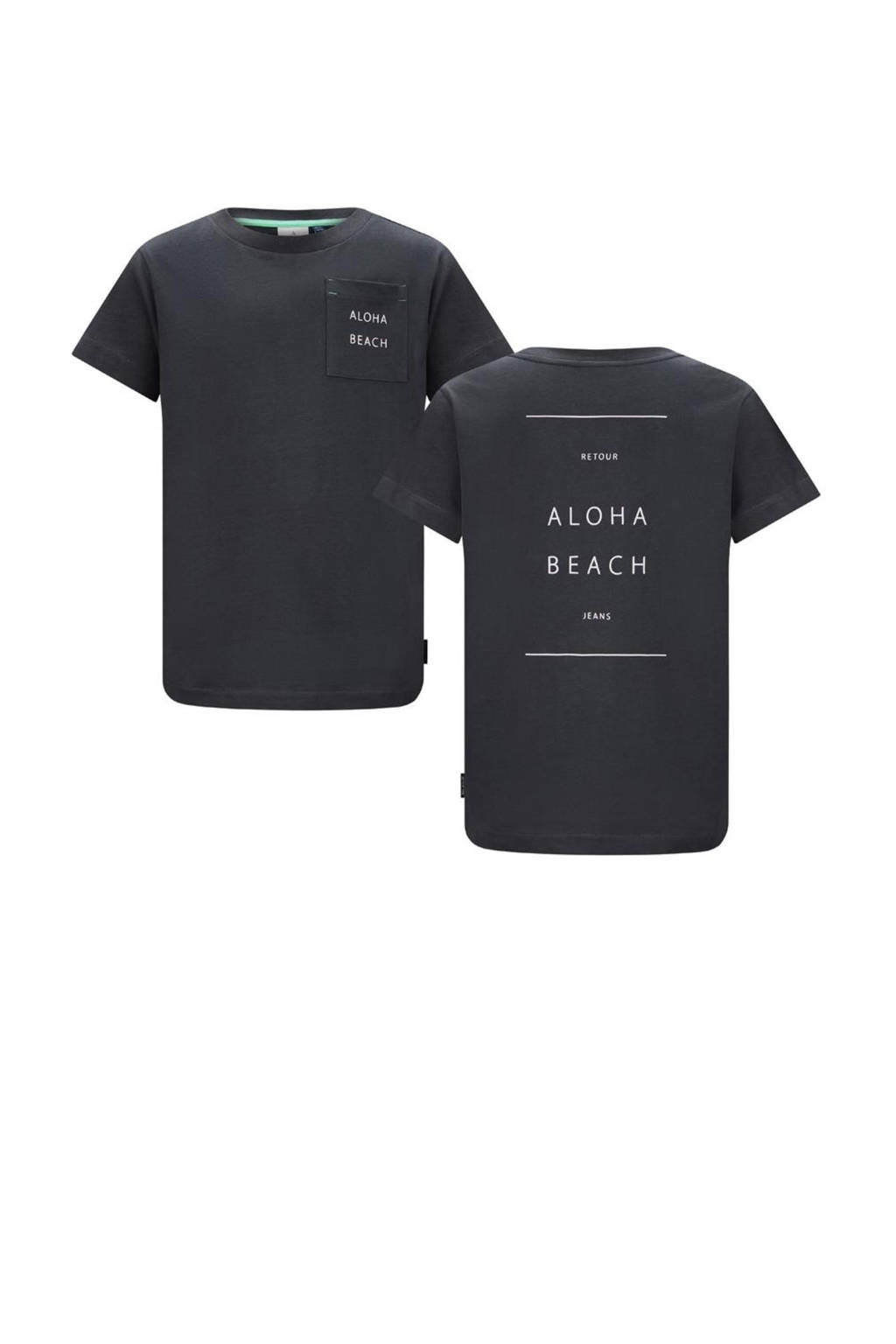 Retour Jeans T-shirt Delvin met backprint donkergrijs