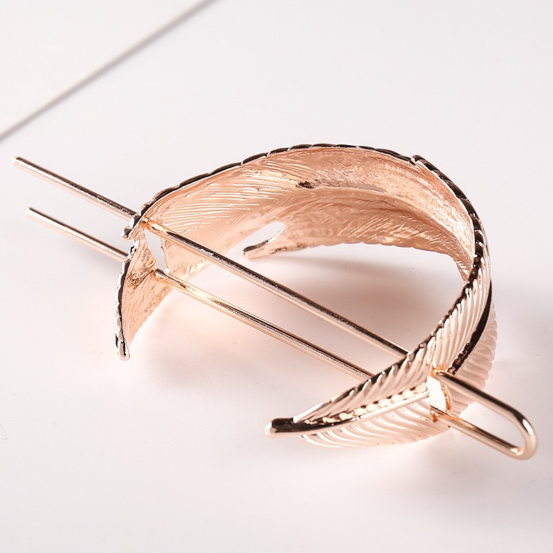(Ø60mm) Feder Haarnadel Metall Klammer Dutt Haarschmuck - Roségold