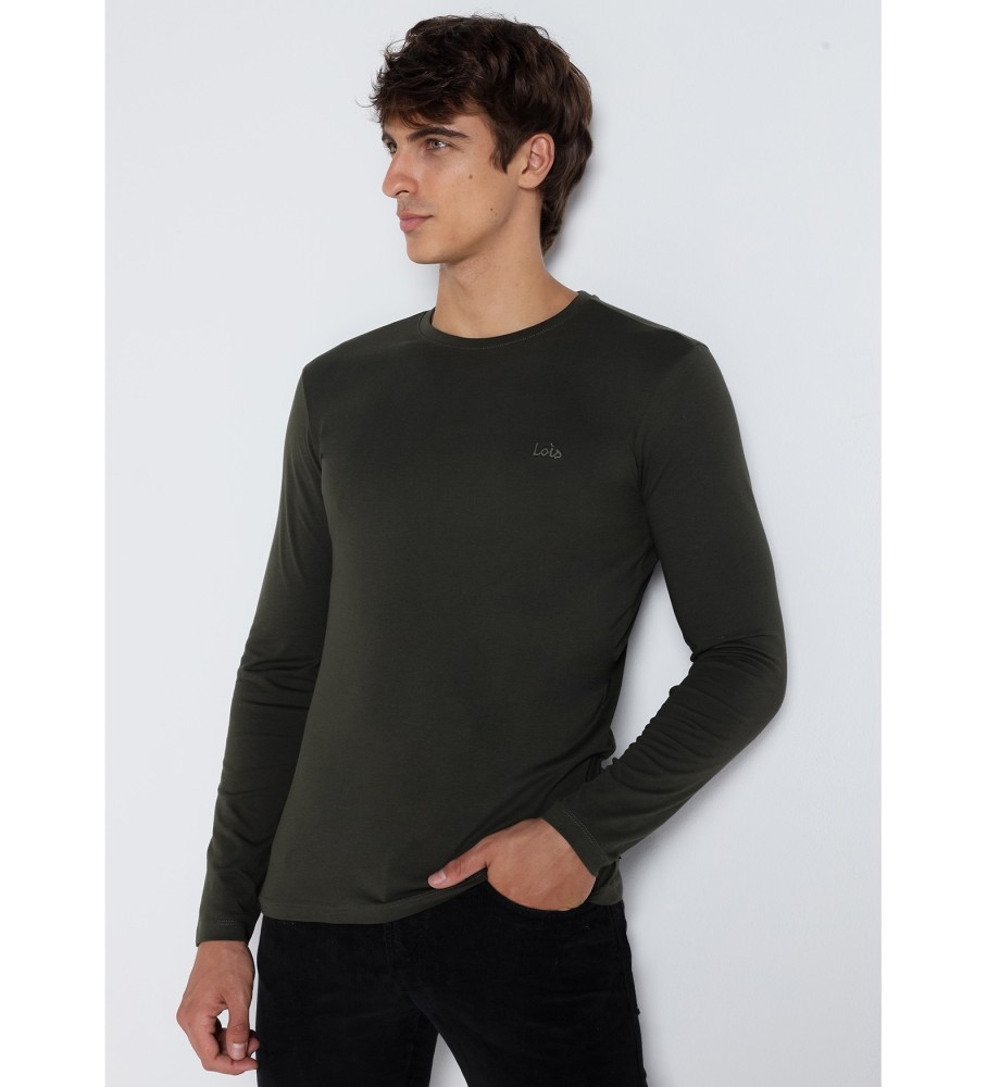 Camiseta básica de manga comprida verde Lois
