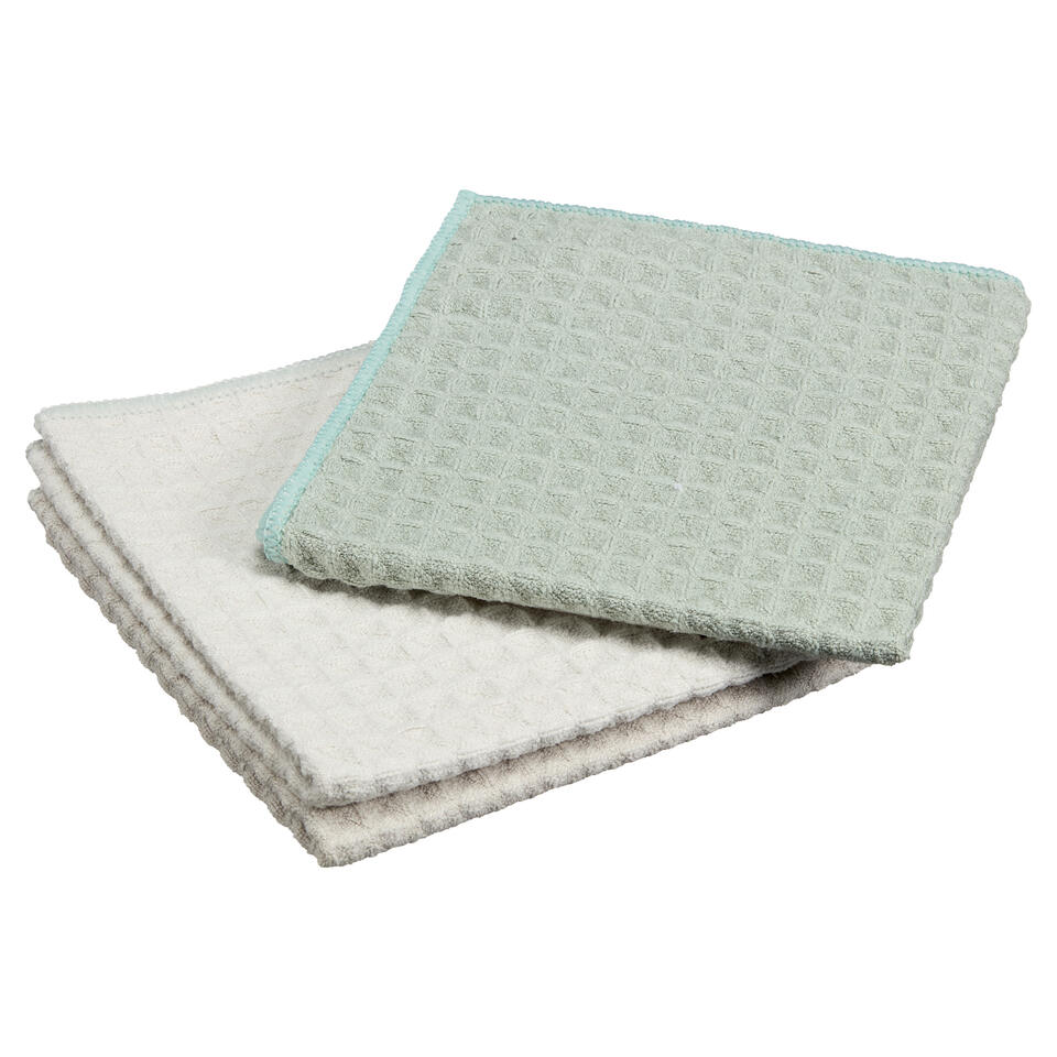 Schoonmaakdoek Groen/Beige - 3 Stuks