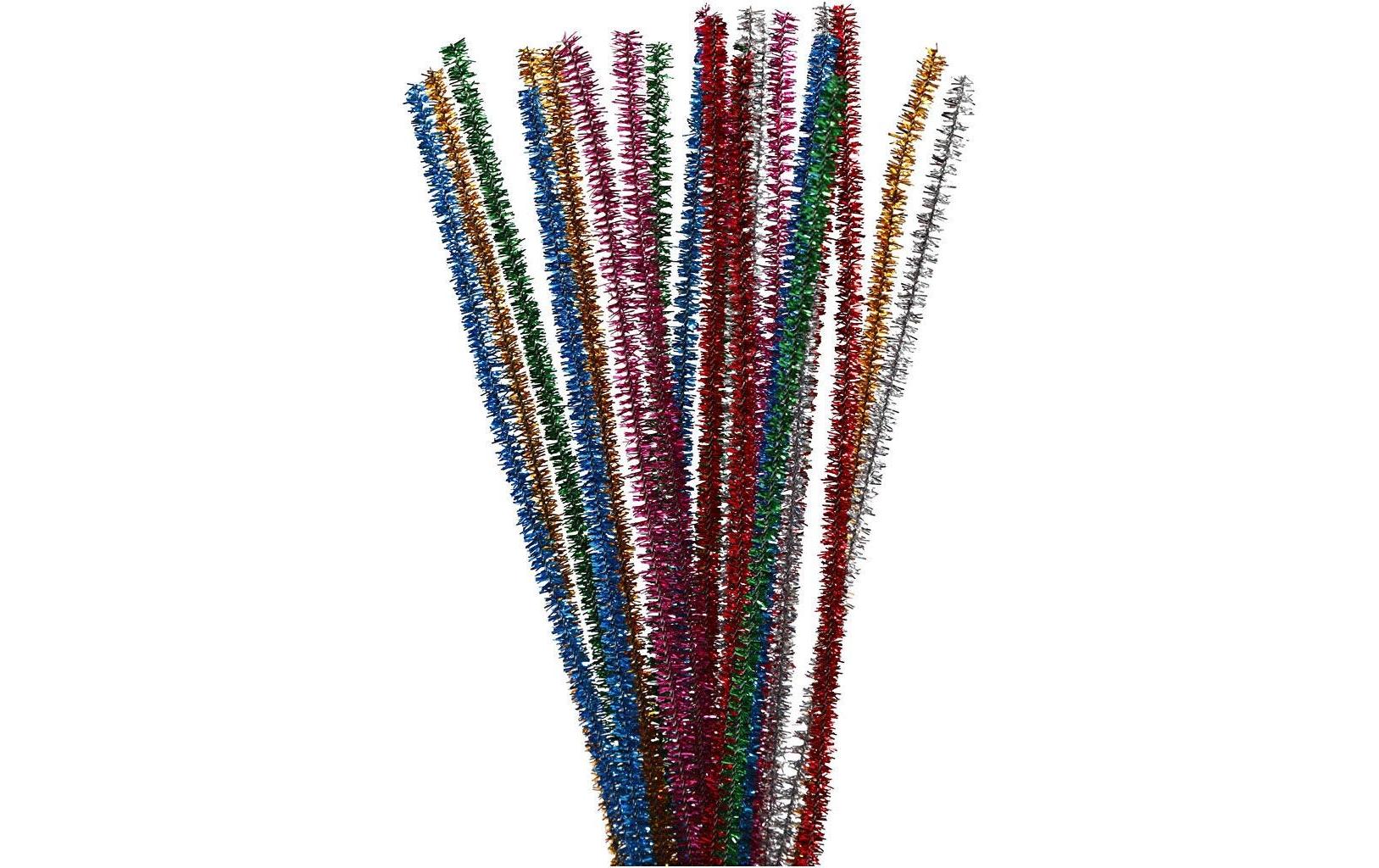 Chenilledraht 6 mm, Glitter, 24 StückPfeiffenreiniger farbig assortiert