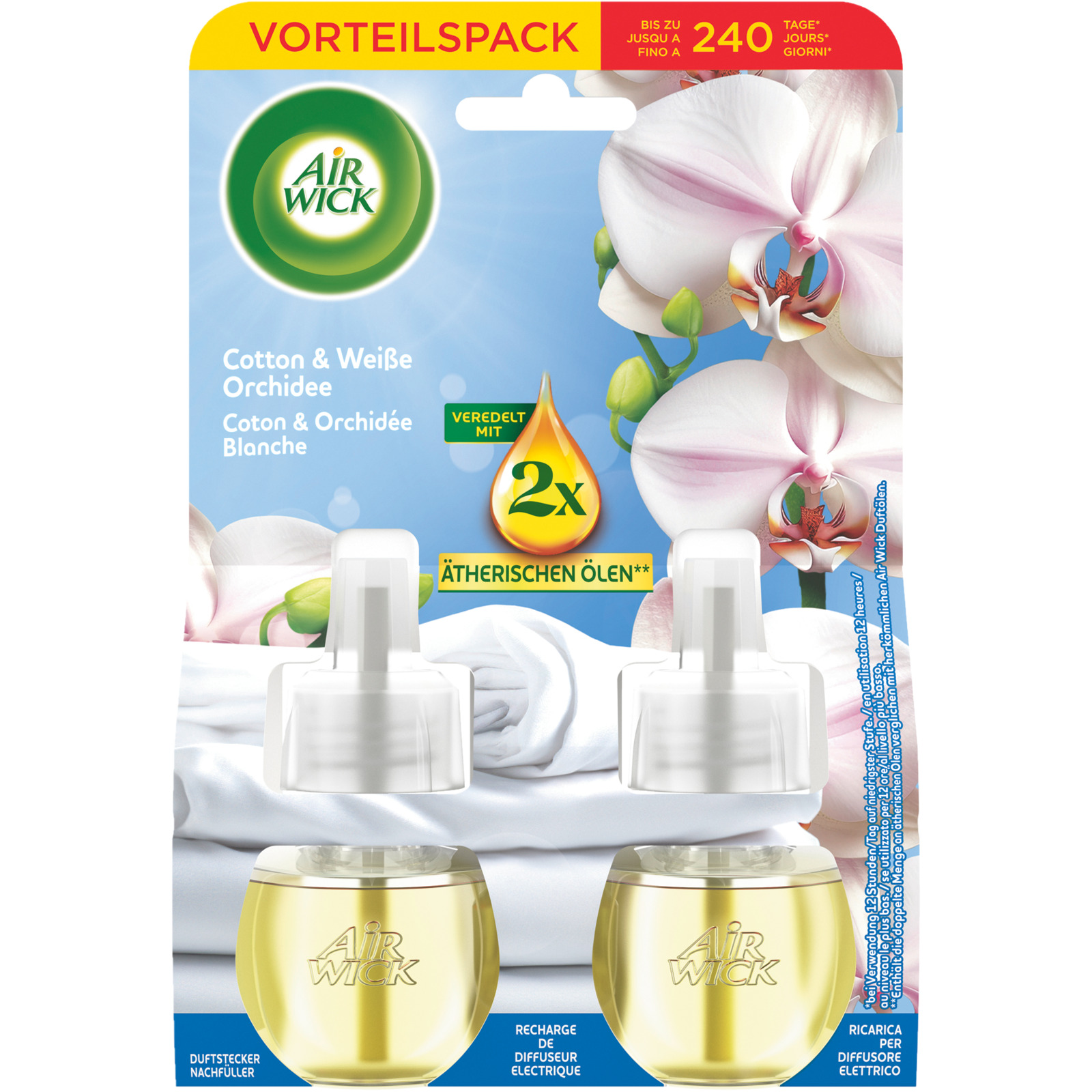 Airwick Nachfüller für Duftstecker Cotton + Orchidee 2 x 19 ml